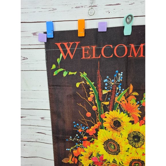 Welcome Fall Sunflowers & Pumpkins House Flag Cloth 40x27" - Picture 6 of 8